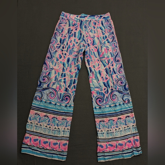 Lilly Pulitzer Harbour Mid Rise Pants Skim Blue Size Medium - Picture 10 of 14